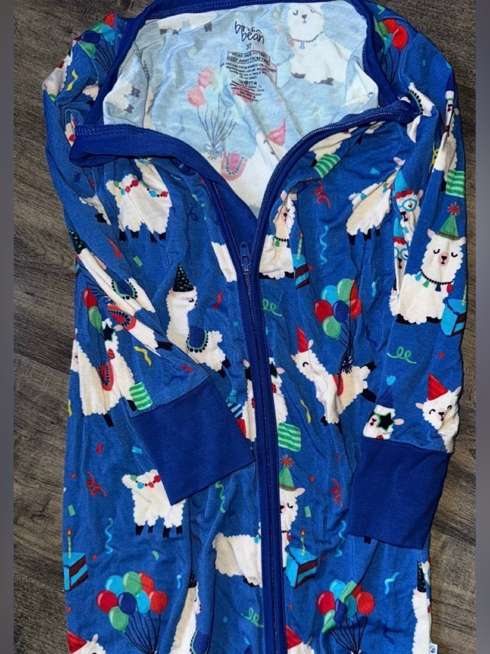Birdie Bean Birthday Llama Party Convertible Footie Bamboo 3T - Picture 10 of 12